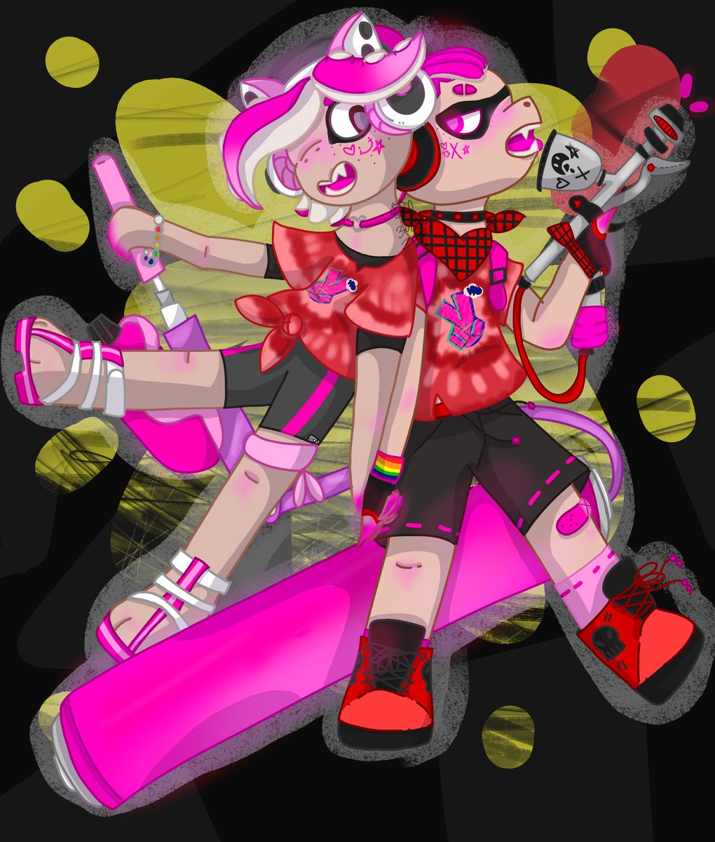 The_Bl0b_'s tweet photo. // drew me and my good friend @Puff__Z  but its the splatoon 3 splatfest! hope you like it 😊
also pink. 💗
#art #Splatoon #splatoonart #Splatfest #splatoon3fanart #splatoon3 #TeamScissors #splatoonoc https://t.co/zyUMMgOXzc