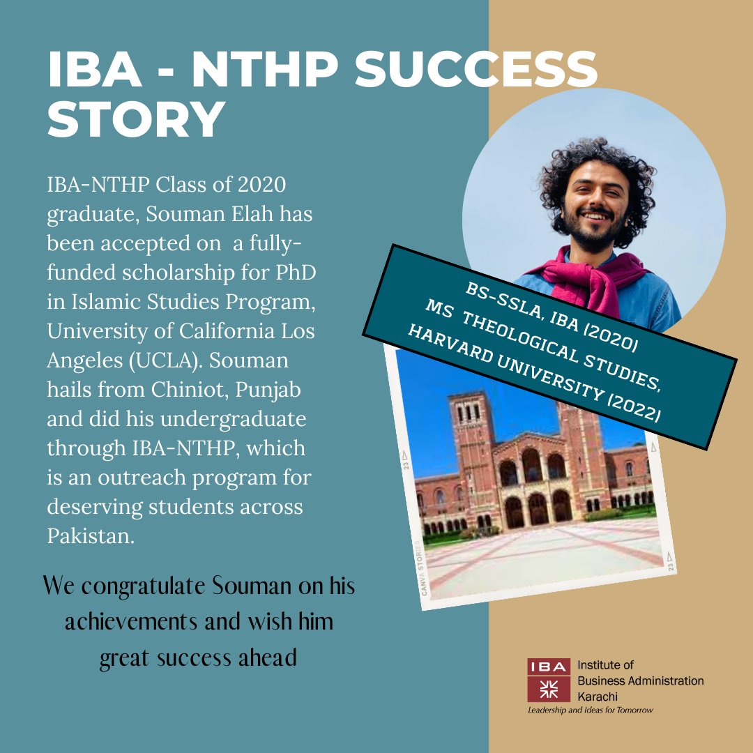 iba_nthp's tweet photo. Muhammad Souman Elah
IBA alumnus secures scholarship to pursue PhD at UCLA
#IBAKarachi #nthpprogram #Achievement #UniversityOfCalifornia
https://t.co/POSYkGemAt
https://t.co/xL9L4I6dKT https://t.co/xlK9L5dNJ3