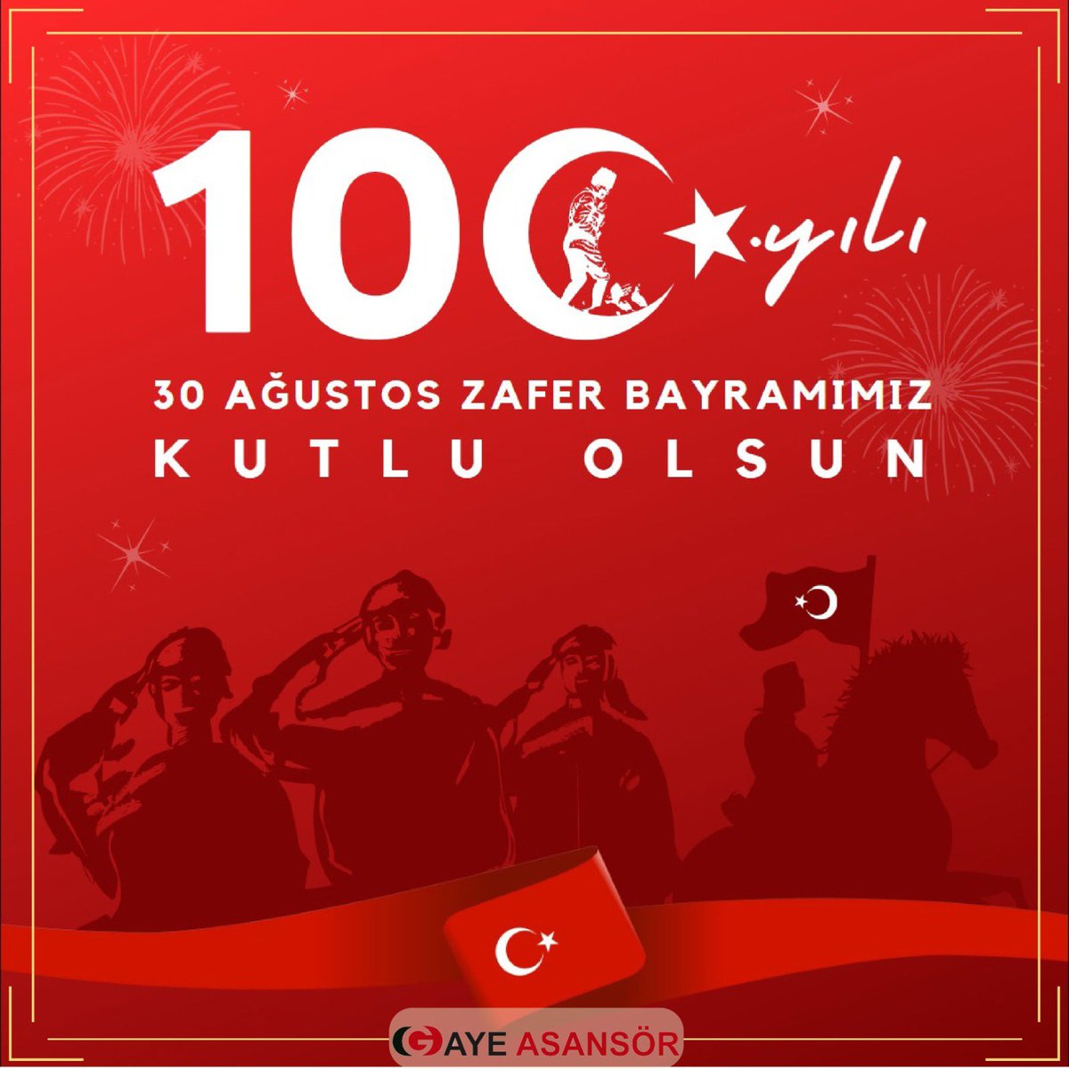 AsansorGaye's tweet photo. 30 Ağustos Zafer Bayramı'mızın 100. yılı kutlu olsun.

Gazi Mustafa Kemal Atatürk ve tüm kahramanlarımızı saygı, minnet ve rahmetle anıyoruz. https://t.co/pYvldgh28B
