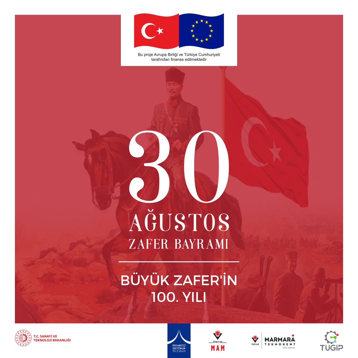 TugipFood's tweet photo. Büyük Taarruz Zaferi'nin 100'üncü yıl dönümünde, ulu önder Mustafa Kemal Atatürk’ü ve silah arkadaşlarını, Kurtuluş Savaşı’nın tüm kahramanlarını saygı ve minnetle anıyoruz. 30 Ağustos Zafer Bayramı’mız kutlu olsun.

#TübitakMAM #TÜGİP #KatılRekabetEtBüyü https://t.co/LScsRDpzmh