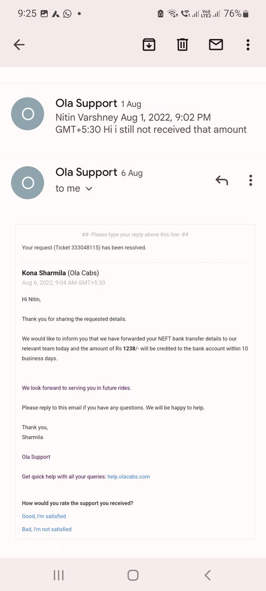 nitsvarshney17's tweet photo. @Olacabs i don't get any solution after multiple followups from ola if you don't have intend to refund customer money than please let say this in first instance.
Stop looting your customer
From 22 july till date no refund every time fake promises.
Even shared my bank statement. https://t.co/NC7QNmcKzh