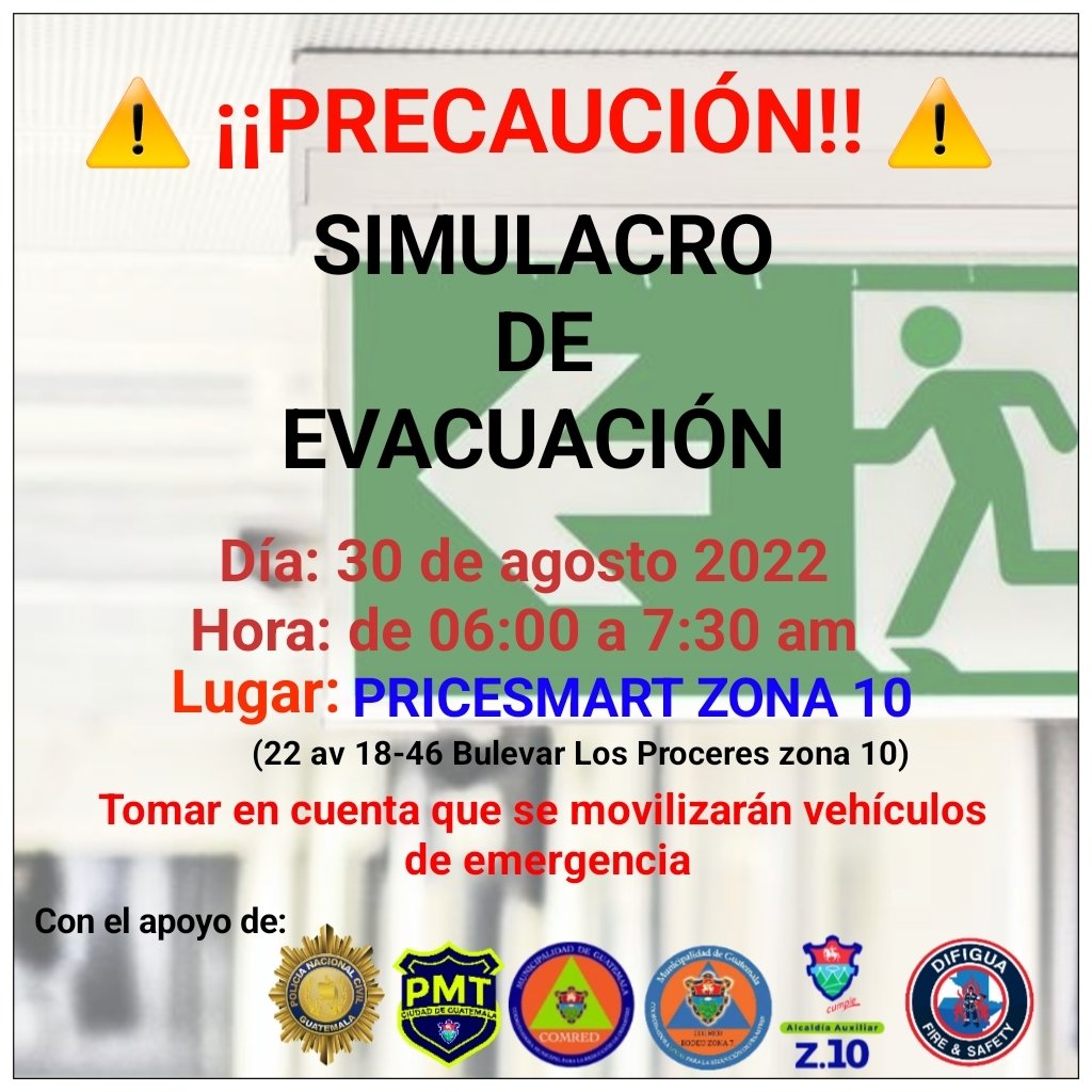 COLREDRODEO's tweet photo. Mañana habrá simulacro el cual afectara el tráfico sobre el Bulevar ellos Proceres entre  la 19 y 20 calle zona 10 de 6 a 8 am.
#simulacro 
@vichoguate @NuevoMundoGT @amilcarmontejo @VickyCastilloTV @SoyPilarNunez https://t.co/dk9Q2PKKkM