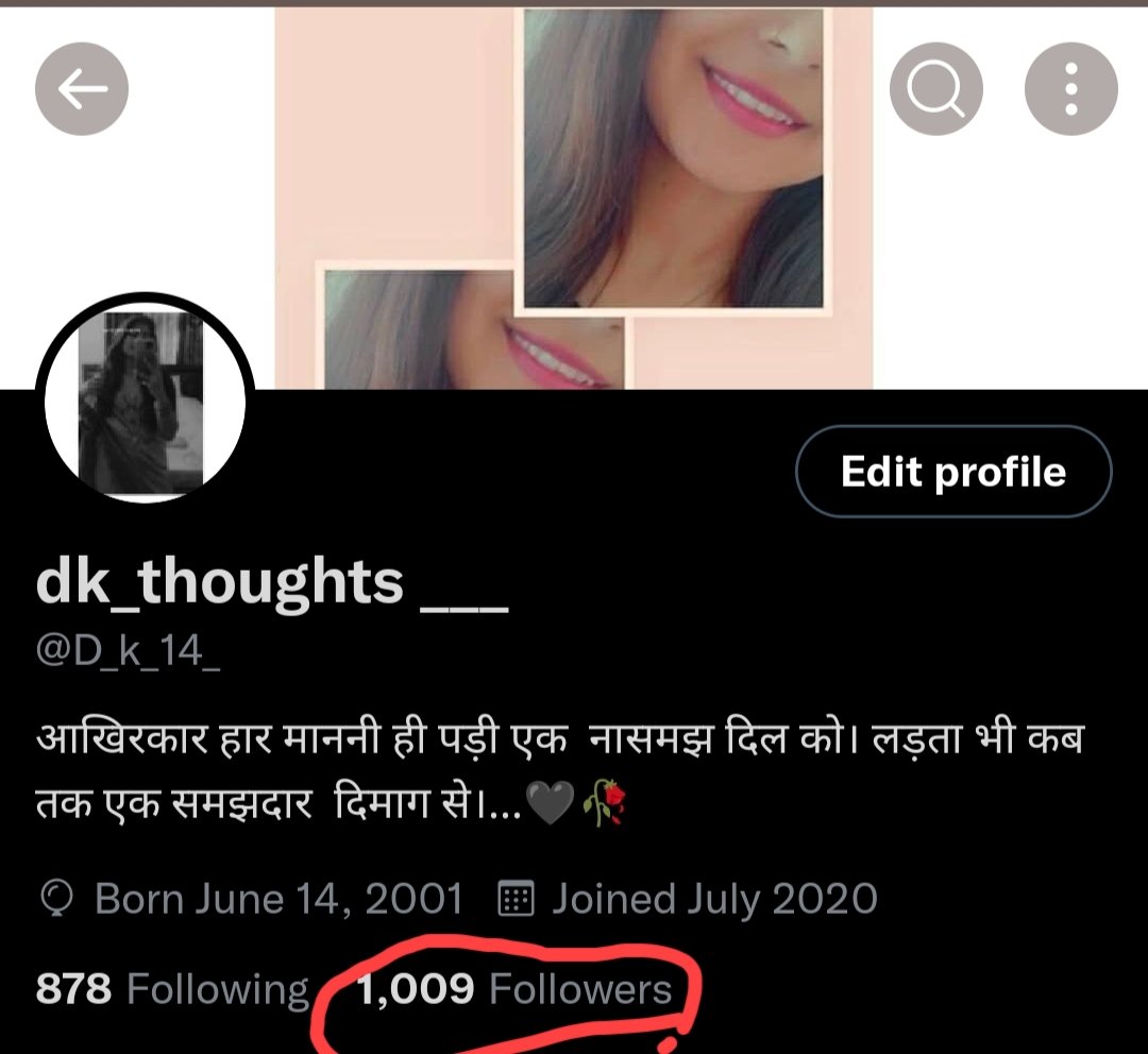 D_k_14_'s tweet photo. Thank you so much to all🥰for 1k🥳
#ThankYou
#1kfollowers
#moresupport https://t.co/93ZkEa1jvo