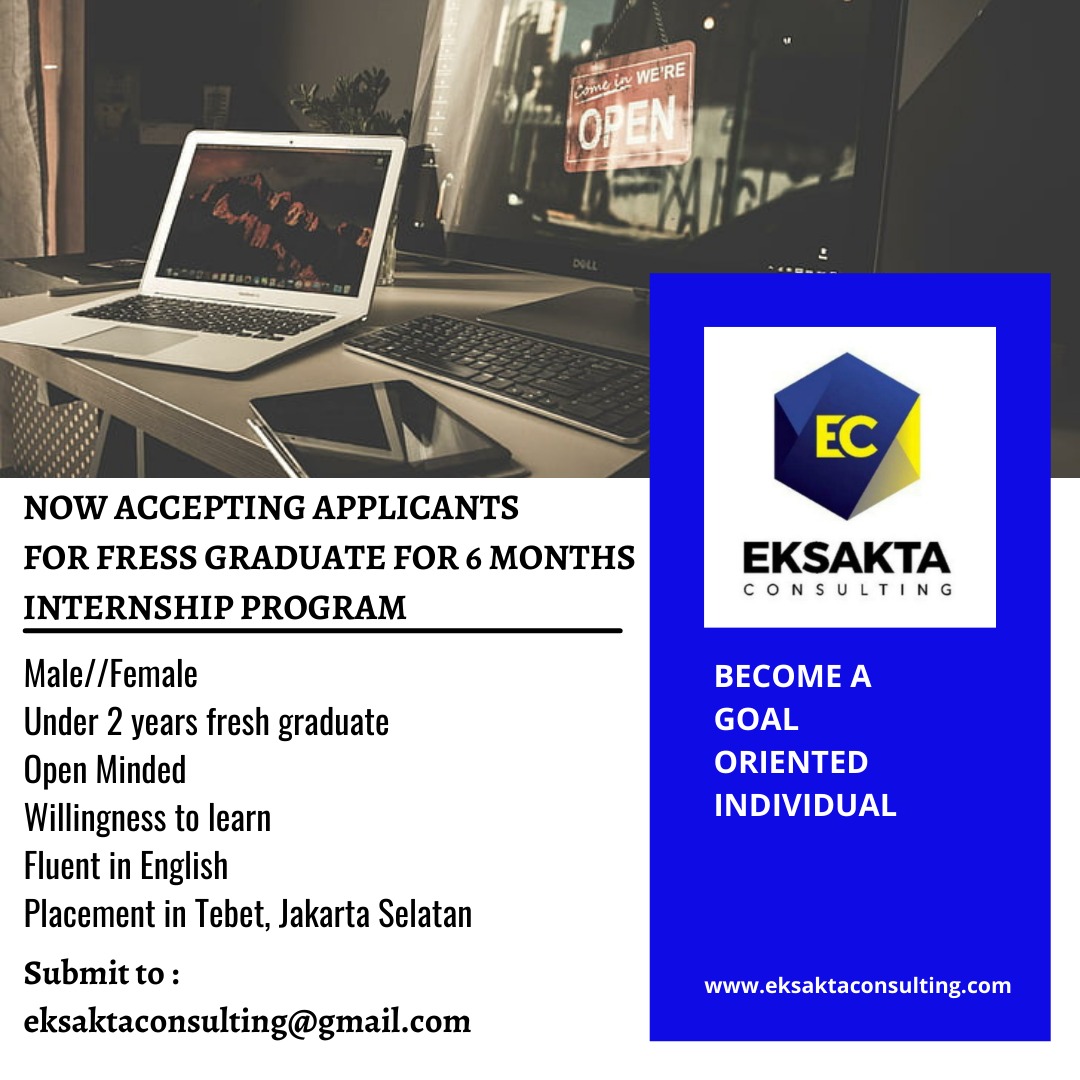 EksaktaC's tweet photo. We Are Open for Internship Fresh Graduate 

Submit to : eksaktaconsulting@gmail.com

@hrdbacot 
#lokercot 
#lokerjakarta 
#lokertax 
#lokerpajak 
#lowongankerja 
#lowonganjakarta
#magangjakarta 
#magangpajak 
#pajakloker https://t.co/qCbYzfrIwA