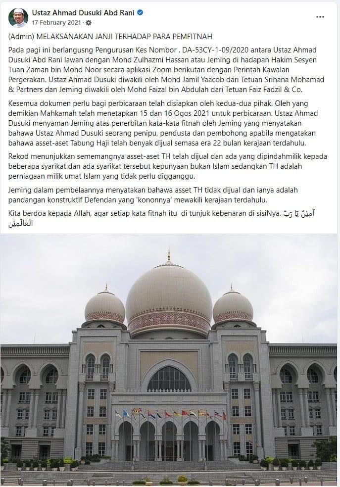 LagaCawan's tweet photo. Jadi benarlah kata-kata Jeming yang Ustaz Ahmad Dusuki adalah seorang penipu, pendusta dan pembohong. 

Dan dakwaan Dusuki aset-aset Tabung Haji telah dijual semasa era 22 bulan kerajaan PH adalah FITNAH.

Nauzubillah. Semoga Dusuki cepat bayar 10K dan bertaubat.

Tahniah Jeming. https://t.co/mgJdpUO1cj