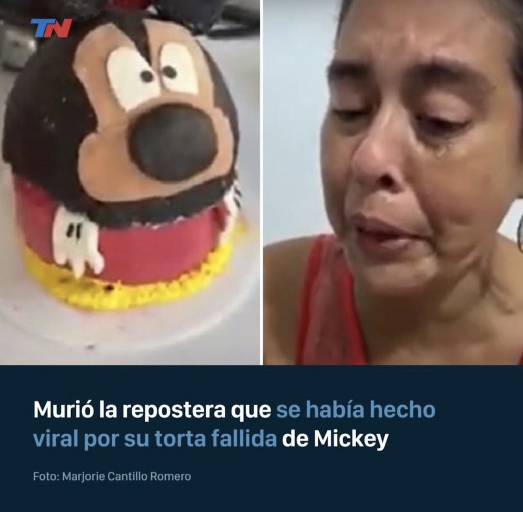 Juli🔮 On Twitter Murió La Repostera Que Hizo La Famosa “torta Fallida” De Mickey Mouse Según
