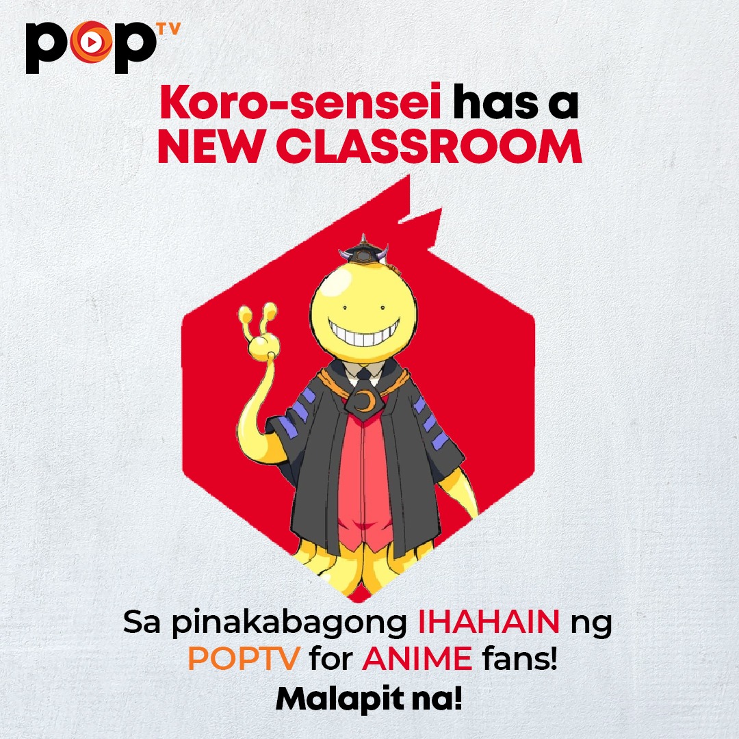 PopTVPH's tweet photo. Kilala niyo ba siya? May bago siyang classroom! 😎

Abangan sa pinakabagong IHAHAIN ng POPTV for anime fans! SOON! https://t.co/nzyk7nYUsK