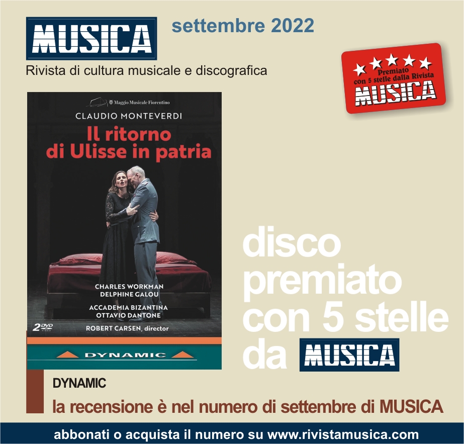 OperaDynamic's tweet image. Our recent release - #Monteverdi's Ul ritorno di Ulisse in patria 5-star rating by @rivistamusica in the September 2022 issue. 
Thank you, Musica! Congratulations to everyone!
Discover now 💿naxos.lnk.to/DYN37927TW!Dyn…