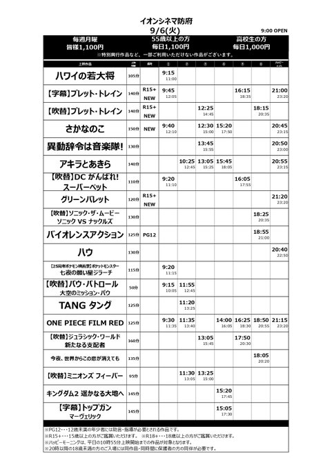 イオンシネマ防府さん の最近のツイート 1 Whotwi グラフィカルtwitter分析