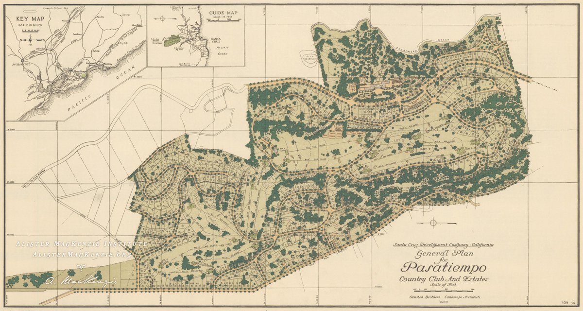 DoctorMacKenzie's tweet photo. “General Plan for Pasatiempo Country Club and Estates” — 1929 As-built plan of the Pasatiempo development founded by Ms. Marion Hollins in Santa Cruz, California. https://t.co/D4qT2sjKjD