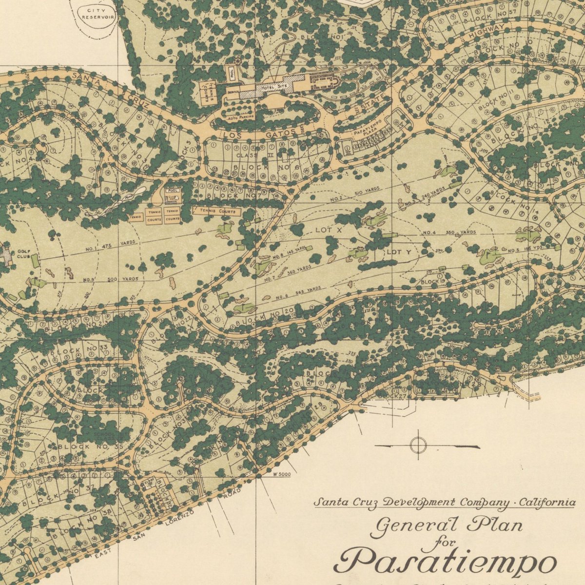 DoctorMacKenzie's tweet photo. “General Plan for Pasatiempo Country Club and Estates” — 1929 As-built plan of the Pasatiempo development founded by Ms. Marion Hollins in Santa Cruz, California. https://t.co/D4qT2sjKjD