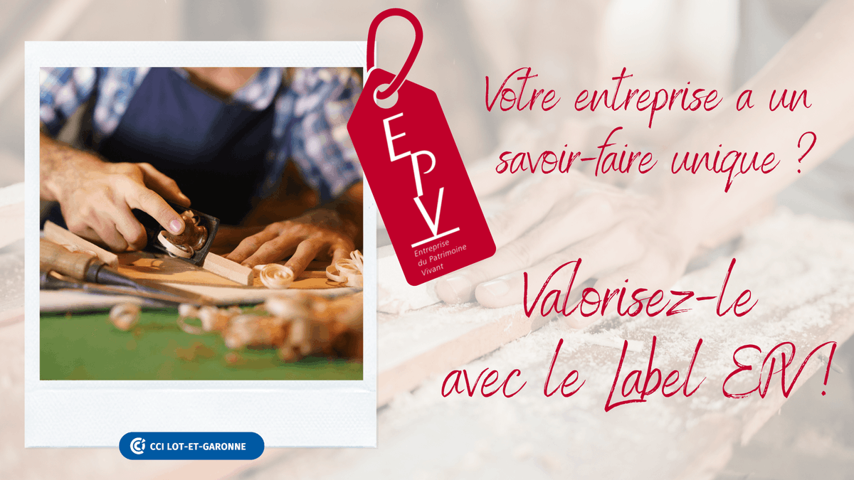 CCI47's tweet photo. [INFO]
👉 Vous souhaitez mettre en avant votre savoir-faire ?
🏷️ Découvrez le Label Entreprises du Patrimoine Vivant (EPV), l’unique marque de reconnaissance de l’État qui distingue les entreprises aux savoir-faire artisanaux et industriels d’excellence.
**https://t.co/6xjG0X2pnY https://t.co/AsfKaiOLYo