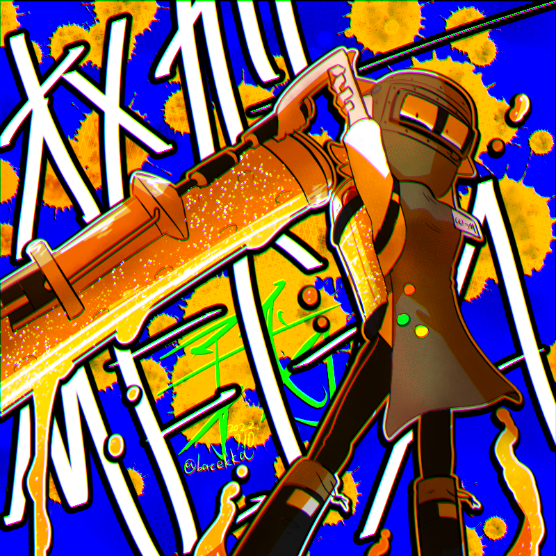 #我イカ オメガ-MEGA
自分を元にしたイカ。過去に色々あって死にかけ引きこもりだったけど今は一応元気一杯フレンドリー(苦手な奴には容赦なく辛辣)でも時々情緒不安定で危ない成人イカガール。一応S+、ダイナモテスラ。お寿司大好き。とある田舎出身で喋りが鈍ってる。最近曲を作ったらしい。