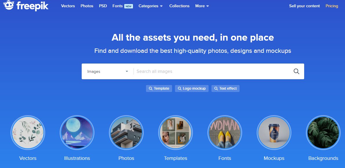 1. Freepik

→ It is a powerful search engine that helps users find free high-quality stock photos, and other graphic resources such as vector images, and illustrations.