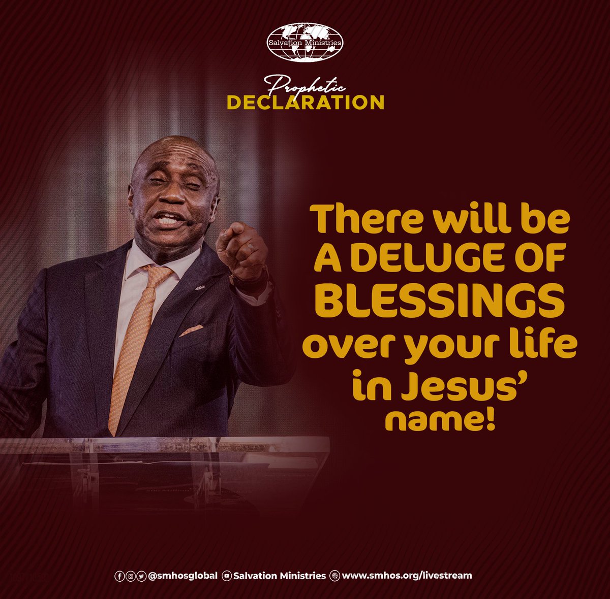 There will be a deluge of blessings over your life in Jesus’ name!
#SalvationMinistries #DavidIbiyeomie