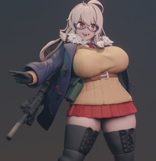 Zbrushから出力したものをEeveeでパシャリ
レンダリングの設定すこし変えるだけで結構臨場感あがるね 