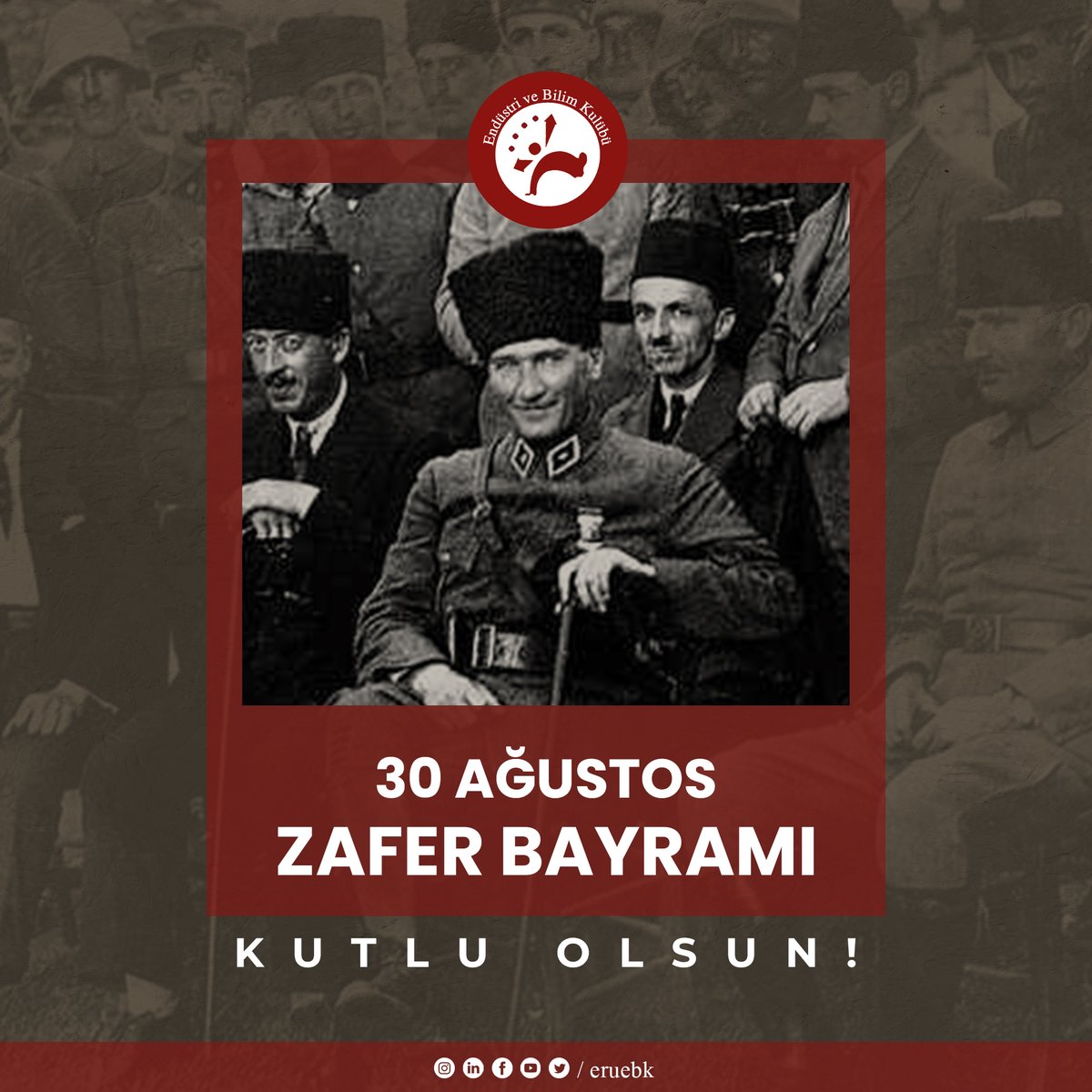 eruebk's tweet photo. 30 Ağustos Zafer Bayramı'mızın 100. yılını gururla kutluyor, başta ulu önderimiz Gazi Mustafa Kemal Atatürk olmak üzere Milli Mücadele'mizin tüm kahramanlarını şükran, minnet ve rahmetle anıyoruz.

30 Ağustos Zafer Bayramı'mız Kutlu Olsun! 🇹🇷🤍

#30AgustosZaferBayrami #30Agustos https://t.co/rDUej1mIPm