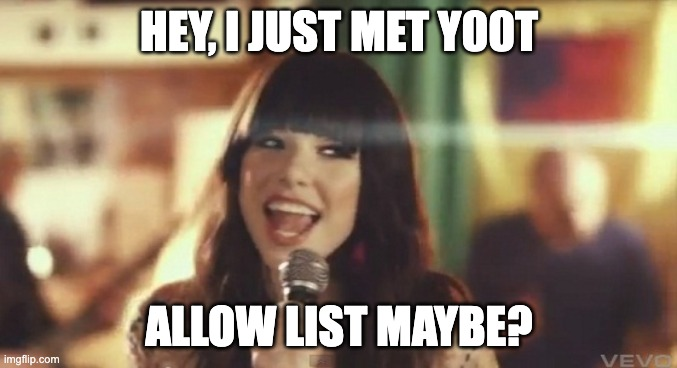 Hey I Just Met <a href="/y00tsNFT/">y00ts</a> 
And this is Crazy
Here's My Wallet
Allow List Maybe?