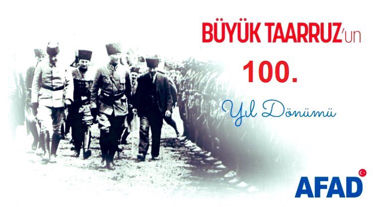 DepremDairesi's tweet photo. Büyük Taarruzun 100. yılında, Gazi Mustafa Kemal ATATÜRK ve silah arkadaşlarını saygı, minnet ve rahmetle anıyoruz. 

30 Ağustos Zafer Bayramı Kutlu Olsun. 🇹🇷🇹🇷🇹🇷

#30AgustosZaferBayrami 
#BüyükTaarruz100Yasında https://t.co/QBrnVljWdy