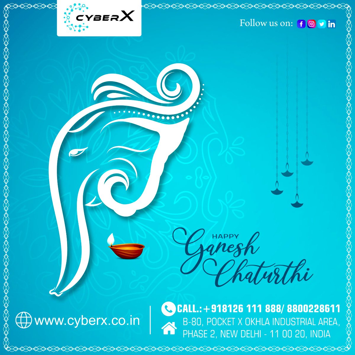 CyberXram's tweet photo. Celebrate Ganesh Chaturthi the festival of Lord Ganesh. Spread the message of honesty and love through this world on this day when Lord Ganesh descended on this earth to kill evil. 🎊🌸🙏
Regards
CyberX
💻 https://t.co/vJb16FP8mZ
#ganesha #ganeshchaturthi #Cyberx #manufacturer https://t.co/lWXnvRGEIN