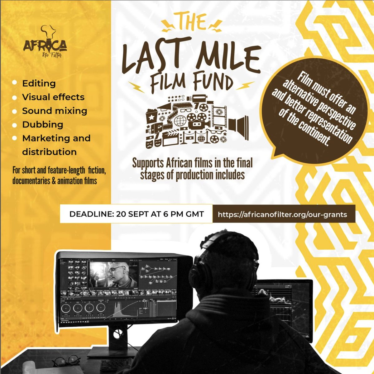 DIFFest's tweet photo. #IndustryTuesday
✅SABC Closing date: 16 September 2022
For more info - https://t.co/aIE5eGwfy0
✅ @kznfilm
https://t.co/ry3IE13Ma6
Closing date: 5 September 2022.
✅New Africanofilter grant alert for filmmakers. Closing date: 20 Sept.
Apply here: https://t.co/GPmoYT7aYm https://t.co/YS4Nk6CZKf