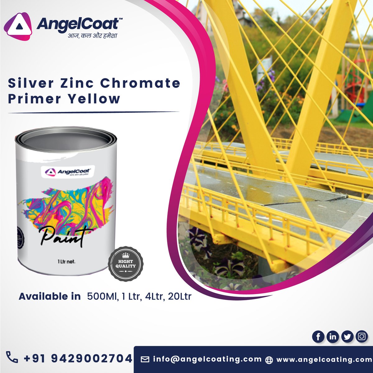 angel_coating's tweet photo. #SilverZincChromatePrimerYellow by #AngelCoating
โบ A #ZincChromatePrimerYellow is the best #Primer for Metal Surfaces
๐https://t.co/jbq36iuMVc
#ZincChromate #YellowPrimer #ZincPrimer #Epoxyzincchromateprimer #EpoxyZinc #ChromatePrimer #ZincChromateEpoxyPrimer #EpoxyPrimer https://t.co/Uhg6XMWe5L