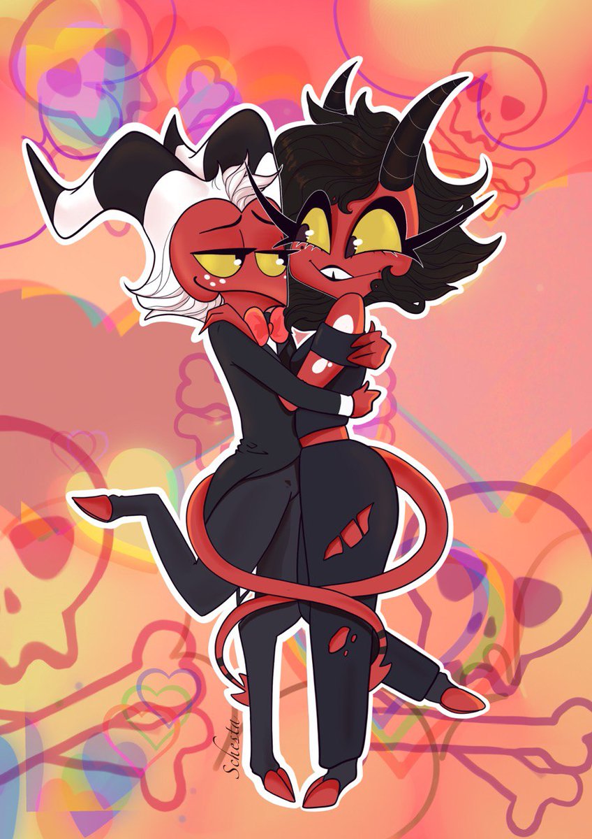 Schesta1's tweet photo. One of the cutest couples in recent times. I love how their union is so different. Moxxie is so atypical as an Imp and is beautiful because of that and Millie is too tough. They are a true love together.
I hope you enjoy this fanart. 
#MoxxiexMillie #Moxxie #HelluvaBossFanart https://t.co/sX0aPW8p2q