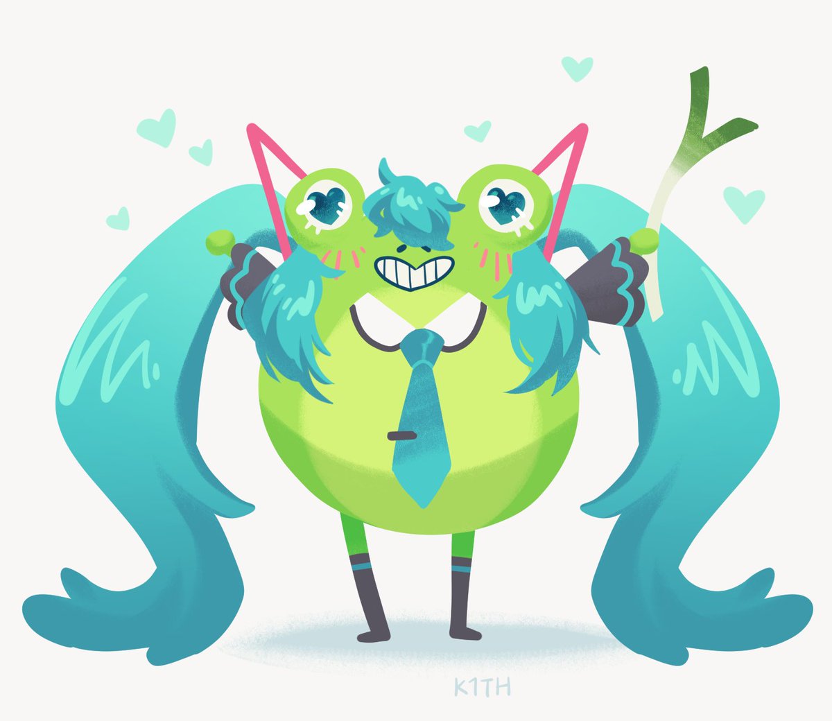 Phrogy in a miku cosplay!!! I am tempted to just slap miku's hair on void kitty as well