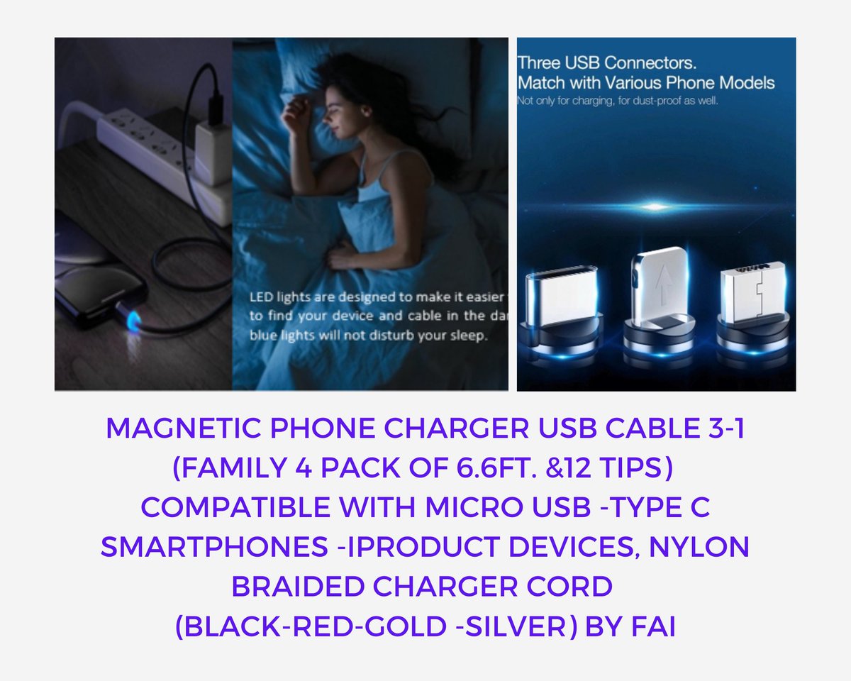 FaiHelp's tweet photo. LED lights are designed to make it easier for you to find your device and cable in the dark. Soft blue lights will not disturb your sleep.
#3in1 #magnetic #phone #charger #microUSB #typeC #iProducts Get yours now! Click the link below.
https://t.co/y44FI9ygCJ https://t.co/upLa4LTaT2