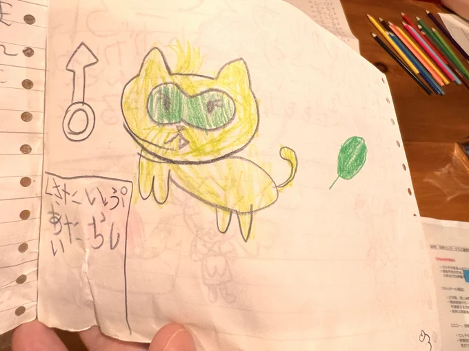 長女が学校で描いてきたうろ覚えのニャオハ、クワッス...は良い味出してるけど、お前は...オクタン...? 