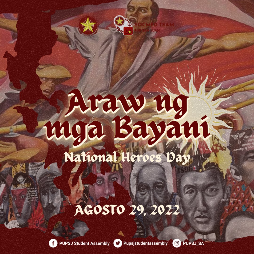 PUPSJ_SA's tweet photo. Late post yarn, iska?😆 Eto na nga!

Yesterday, we celebrated the spirit of nationalism by paying tribute to all the fallen and modern heroes.

Salute to all of the country’s heroes! Happy National Heroes’ Day! 🇵🇭

#NationalHeroesDay
#PUPSJHolidays
#PUPSJStudentsAssembly
#PUPSJ https://t.co/RE69YRqGjC