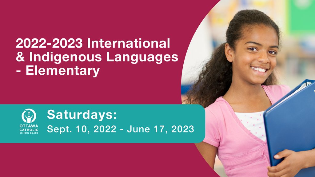 OttCatholicSB's tweet photo. 📣There's still time to register your child for the International &amp; Indigenous Languages Program. 🗓️Classes start September 10, 2022, so if you register now, you can be #ocsbReady for their first day. 🔗Learn more: https://t.co/wTNG7aHtTZ #ocsbBeInnovative @OCSBContEd https://t.co/yXM9w01Lc5