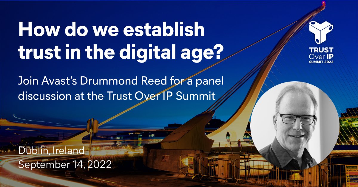 Avast's tweet photo. Going to the @trustoverip Summit on Sept 14? Drummond Reed, Director, Digital Trust Services at Avast, will be speaking! See the full lineup ➡️ https://t.co/TqW7tLgvzs
#TrustOverIP #ToIPSummit https://t.co/ZOkUkHRoMx