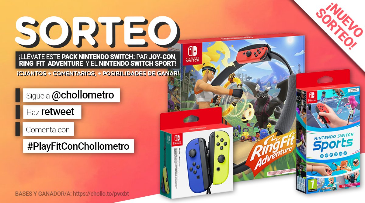 SORTEAZO PACK NINTENDO SWITCH! 🎮🎮

Para participar: 
- Haz retweet
- Comenta  con #PlayFitConChollometro tantas veces como ganas tengas de ganar. Cuanto más comentes más posibilidades!
- Sigue a Chollometro

Llévate este pedazo de pack Nintendo Switch por la cara!