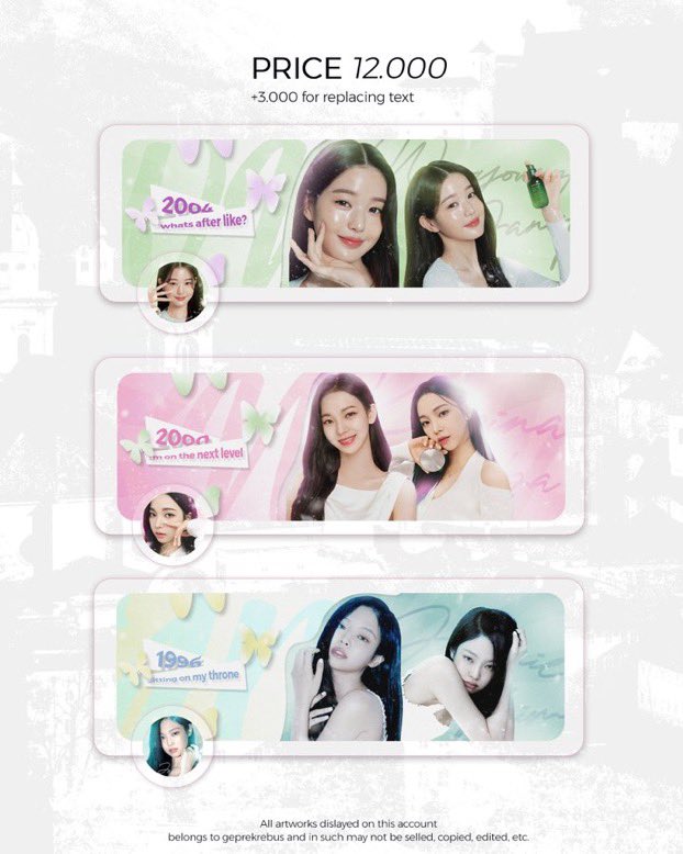 ㅤㅤ

 Retweet would be appreciated. <3 

haii semuaa! aku ada ready stock wonyoung, karina sama jennie nih. each 12k, kalo mau replace text + 3k!! boleh ketuk dm aku kalo tertarik, makasih sebelumnya!! 💗

#zonauang #zonaba      

ㅤㅤ