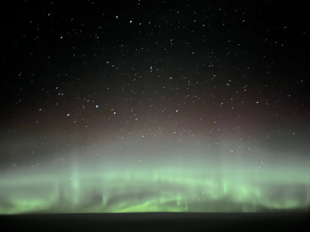 Our #pilot Óskar confirms that Icelanders are born poets. He took these on a recent flight & wrote “The stars confirmed our way back home from Montréal last night. Big Dipper showed the way and the #northernlights played along. An office with a view.” ✨💫bit.ly/3cwfnPW