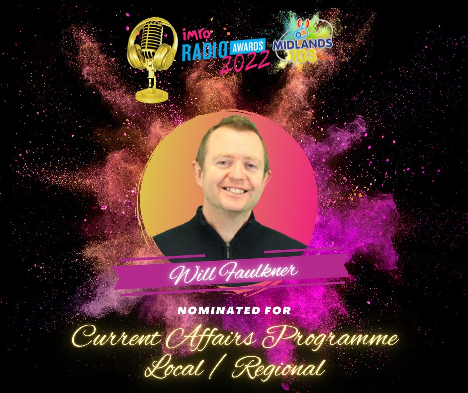 Midlands103's tweet photo. We've been nominated for the @IMRORadioAwards 2022!
Ann-Marie Kelly's 'The Open Door' is nominated for Magazine Programme of the Year, and 'Midlands Today' with Will Faulkner has been nominated for Current Affairs Programme Local / Regional! #imroawards
https://t.co/FbZstMZQ49 https://t.co/KY03UyZf9A