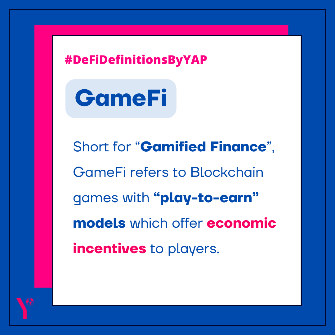 YAPGlobalTeam's tweet photo. GM! Today we're bringing you #DeFiDefinitionsByYAP ๐
What is GameFi? ๐ฎ
This week's definition is written by @CheongCJ1 for the 33rd edition of our weekly newsletter, The Context ๐
Read the full newsletter here: https://t.co/XJr3hP2I6L
#level39 https://t.co/auJnuRpCkw