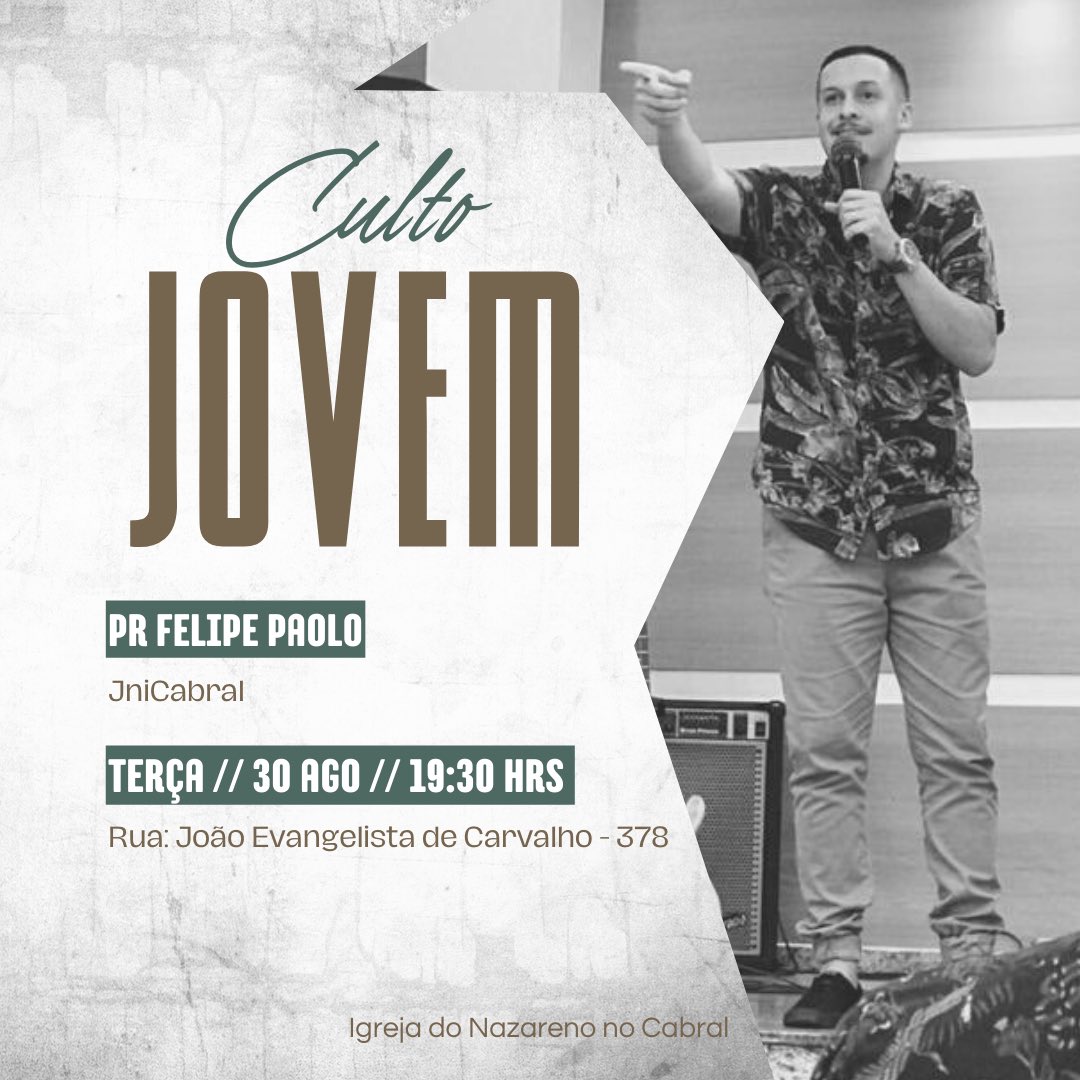 Felipepaolo92's tweet photo. Vamos no Culto jovem hoje ? 🔥♥️🙏🏽
#Sigotentando #jni https://t.co/Ub5sjP4Tgm