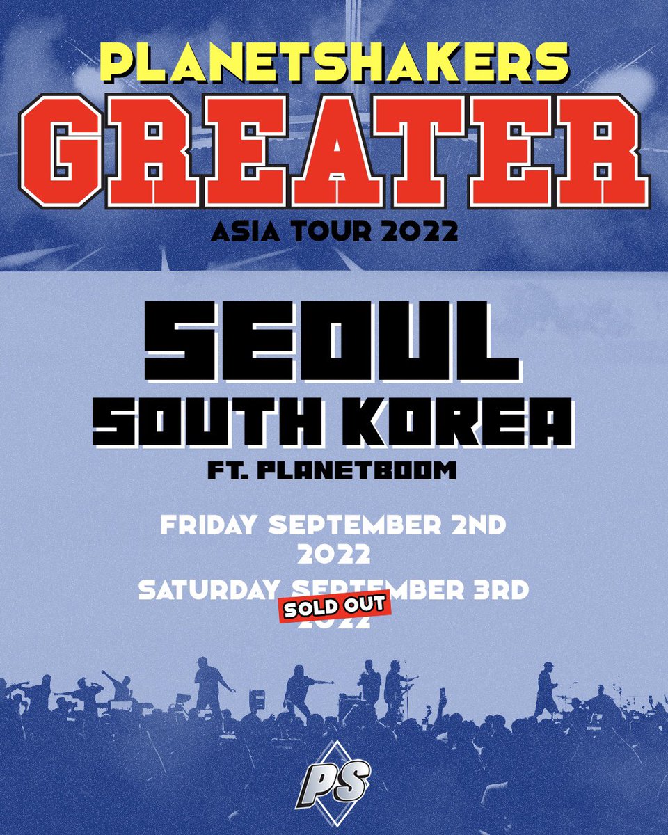 planetshakers's tweet photo. SEOUL 🇰🇷 || This week we’re going to be joining together with planetboom for GREATER Asia Tour! 

Join us for two powerful nights:
⁃Friday, 2nd September 
⁃Saturday, 3rd September [SOLD OUT]

https://t.co/uqkU709cRP 🎫

#tour #asia #Jesus #planetshakers #planetboom https://t.co/hQ9taE5aYc