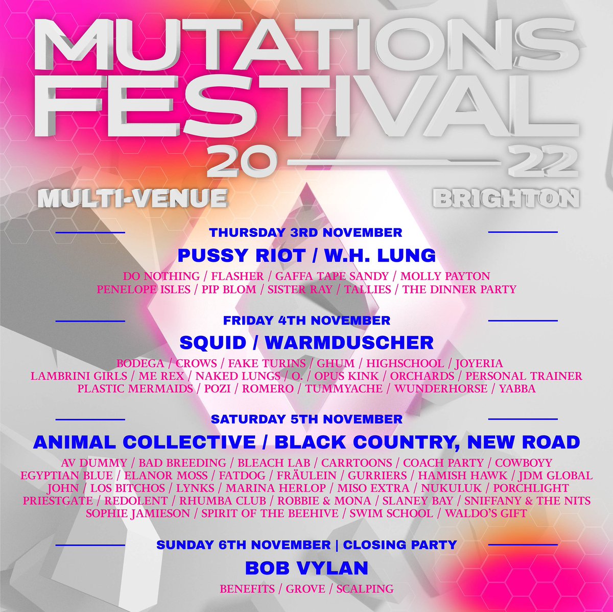 We’re excited to announce that we’re one of the venues taking part in Brighton’s incredible @mutationsfest 2022 this November. Tickets on-sale Friday 10am at mutationsfestival.com