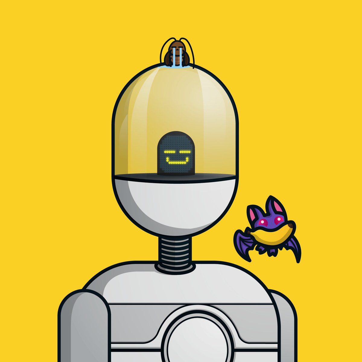 Soel_SI's tweet image. The only Petbots that are facing forward and not to the right, wonder why.. :D
Plus: tiny roach and banana bat... what a funny pair I must say!
 #RealArt #CNFT #Petbots