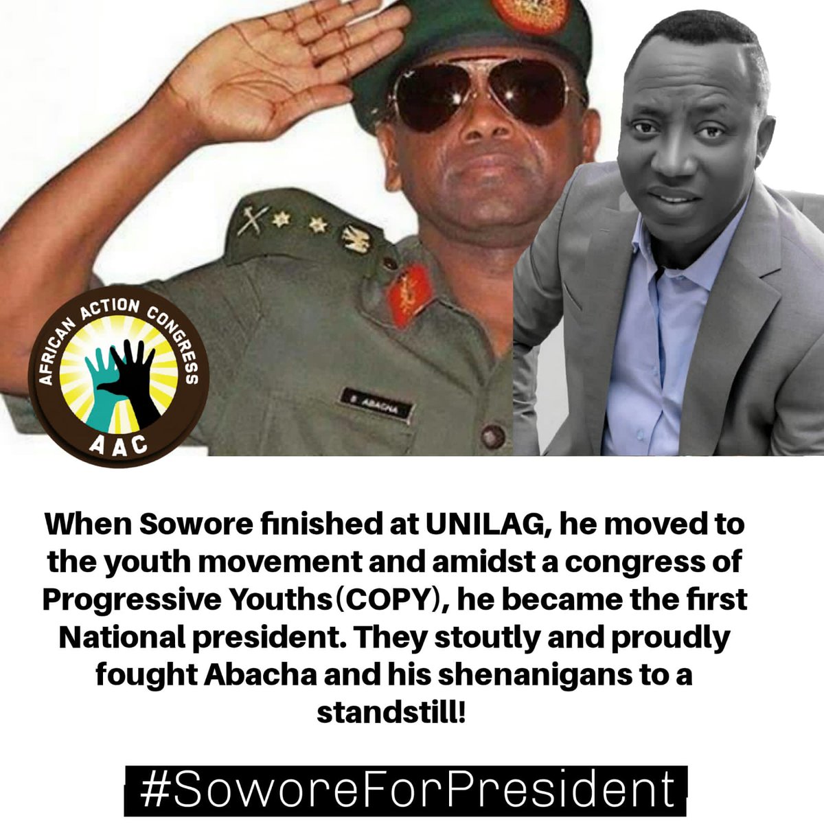 gunzandrosess's tweet photo. @ManCarnal @Proficience_ @DeleFarotimi Look at what our "SUG President" did. Sowore remains the most qualified candidate! #SoworeMagashi2023 #aacparty https://t.co/PmJq8fN7dO