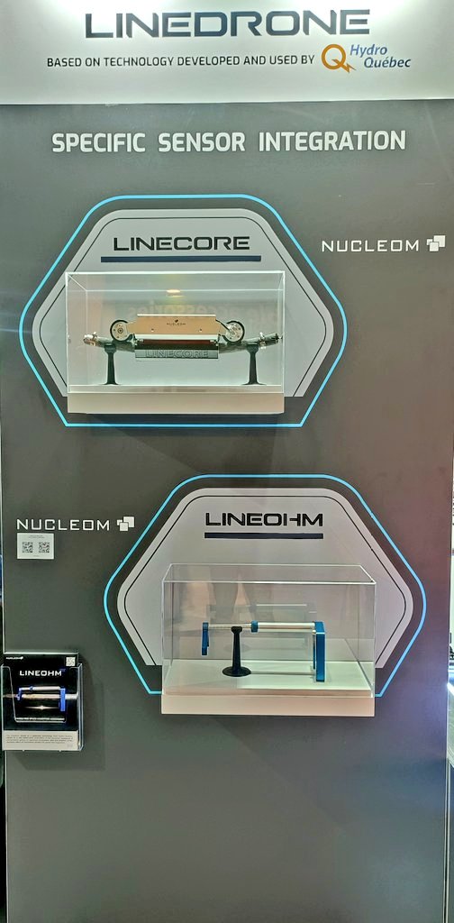 drone_volt's tweet photo. Discover #Nucleom sensors,based on  a patented technology from @hydroquebec.
#LineOhm : Non-destructive evaluation of the electrical resistance of splices, on electrical conductors.
#LineCore : Real time evaluation of residual zinc thickness.

#CIGRE2022 https://t.co/DzhylfLrPc