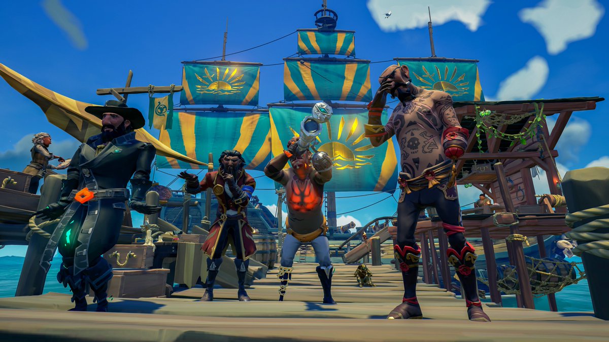 Capt_Ballzonia's tweet photo. π¨ One day warning!! π
If you havenβt had a chance to go out and get an #SotShot for this rounds #GoldenHourSails contest, get out there and show your best Captaincy-inspired capture today
(Pic shown here is not one of those. These are just a bunch of Skellywags n bilge rats) https://t.co/z7cYOWECoU