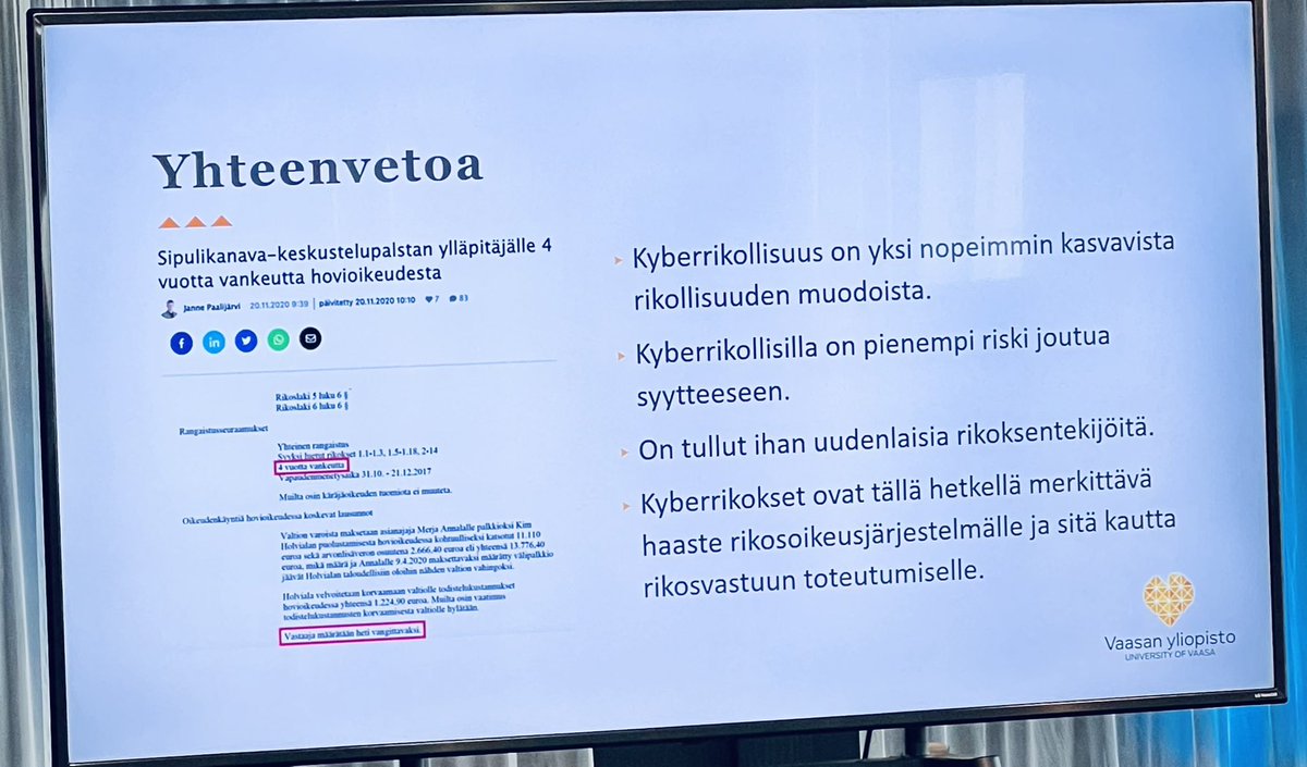 kimmorousku's tweet photo. Verkko- ja #kyberrikollisuus tulee koko ajan kasvamaan 🤬. Sen takia rikollisten kiinnisaaminen on entistä #tärkeämpää #Digimaailma #luottamus ylläpitämisen kannalta. Katso @JyriPaasonen esitys tallenteelta - mukana mielenkiintoista tilastotietoa!
https://t.co/bqJxJDL6MC https://t.co/zEhmvcpGRL