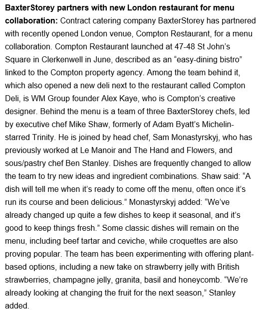 HGEM_'s tweet photo. Great news for our client @BaxterStorey who are collaborating with Compton Restaurant - we can't wait to see the new menu! As featured in #Propel.
#baxterstorey #catering #newmenus #hospitalitynews #hgem https://t.co/eydb8OKTlF