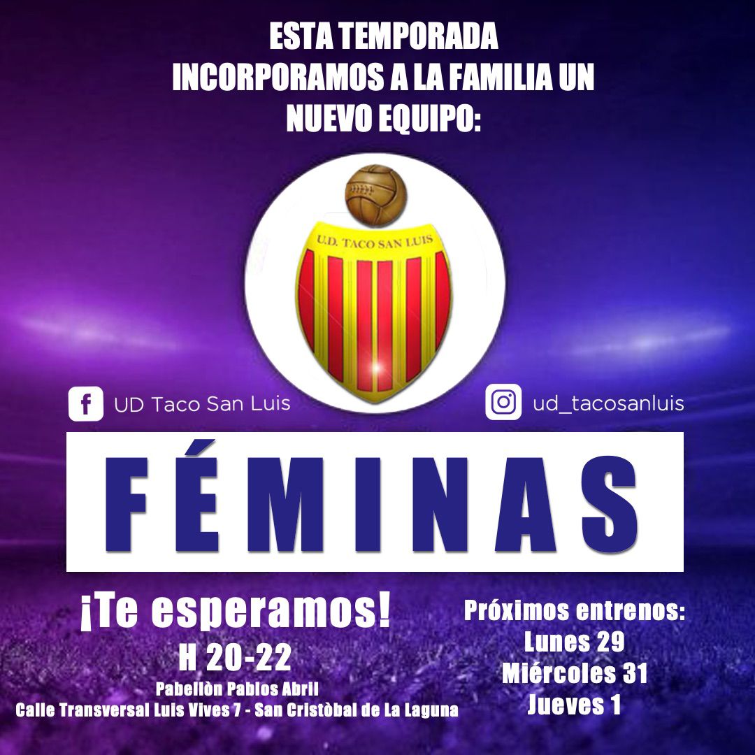 Natasan260's tweet photo. #futbolfemenino #lalaguna #tenerifedeporte #Futbolbase buscamos jugadoras, entren 14 años y la edad con la que quieras practicar deporte! Te esperamos https://t.co/CHgruGntHo