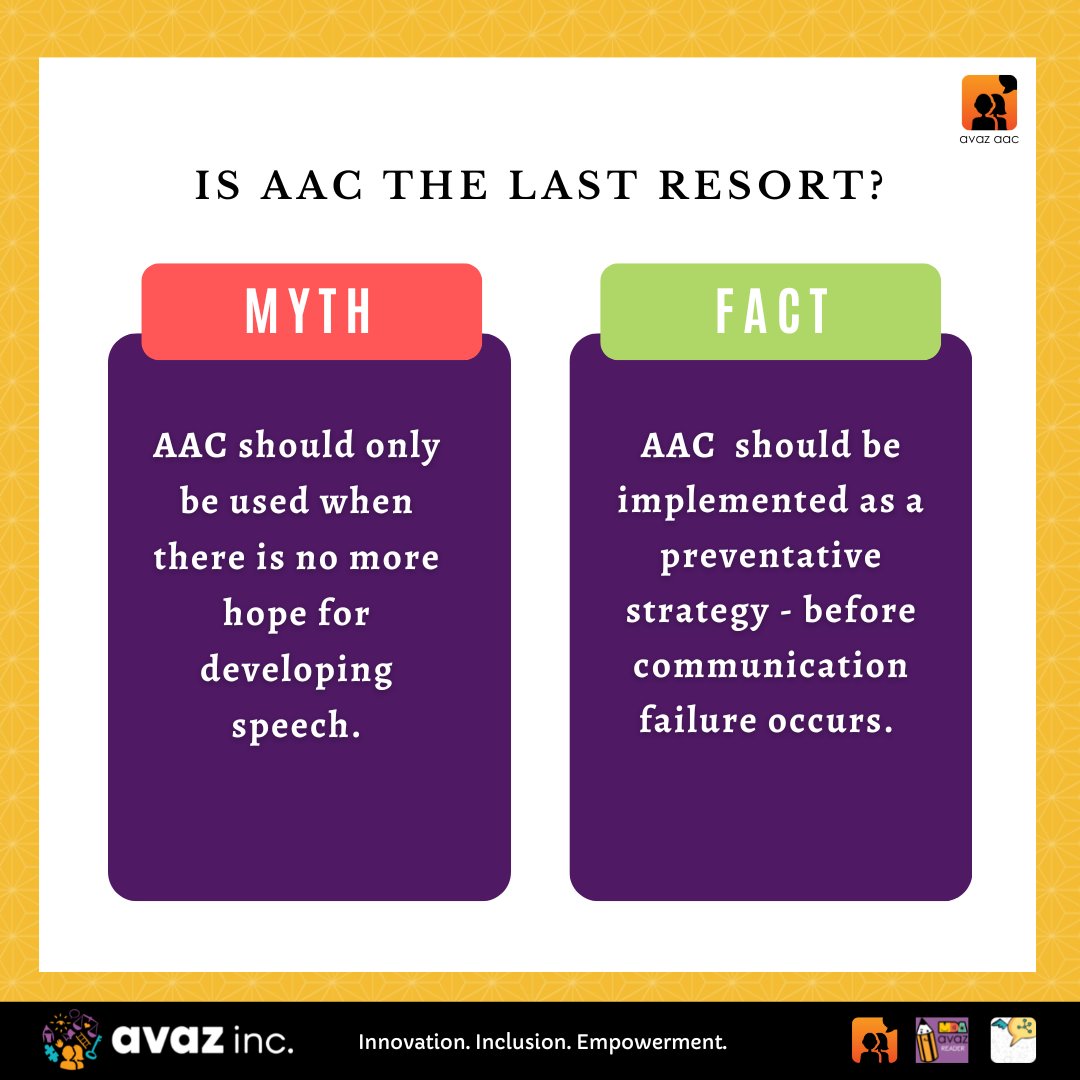 avazapp's tweet image. Early AAC intervention  gives the child an  opportunity to:
- Learn a language
- Acquire vocabulary and
- Express themselves independently

Bust the myth and allow your child&apos;s communicative development to thrive!

#avazaac #avazapp #assistivetech #mythbuster