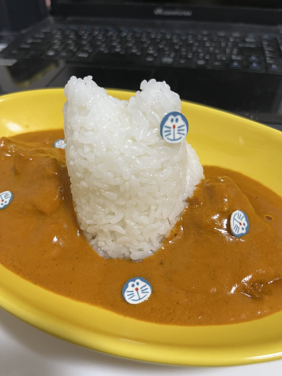 875m_h's tweet photo. ネコカレー 〜ドラえもんを添えて〜
 #ネコカップチャレンジ2022 https://t.co/3Z3v26H79E